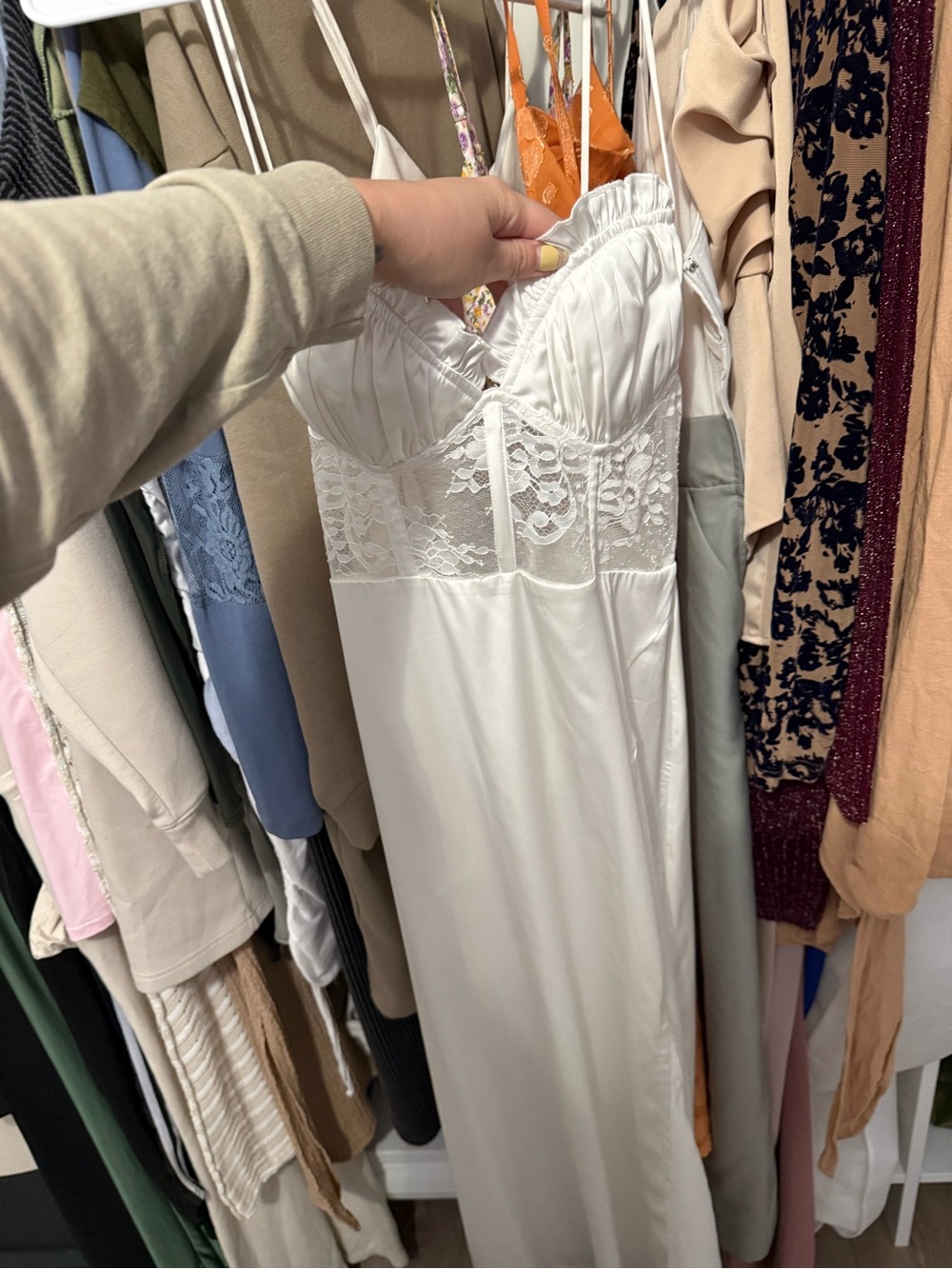 White Lace Bust Slip Dress